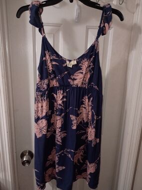 Roxy Navy Blue Mini Dress with Pink Floral Print